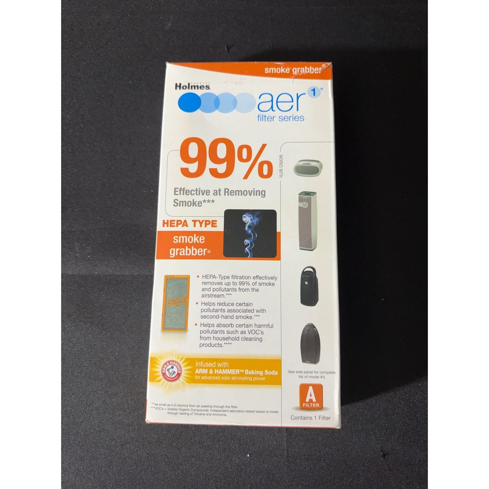 Holmes Aer1 Smoke Grabber Filter A AER31904 New White HEPA Type Arm & Hammer